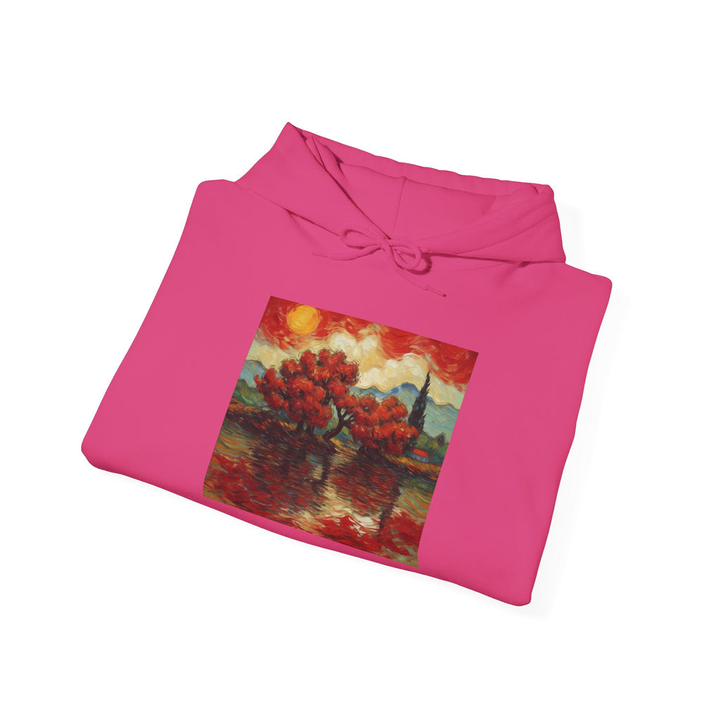 Artistic Landscape Hoodie - Cozy Heavy Blend Sweatshirt with Vibrant Nature Design