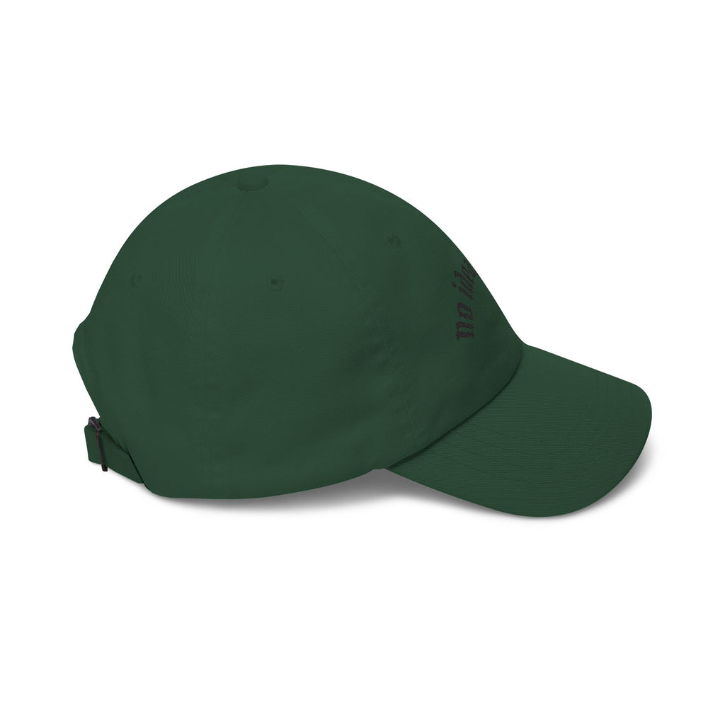 Dad Cap — "no idea, but ok" Embroidered White Baseball Hat