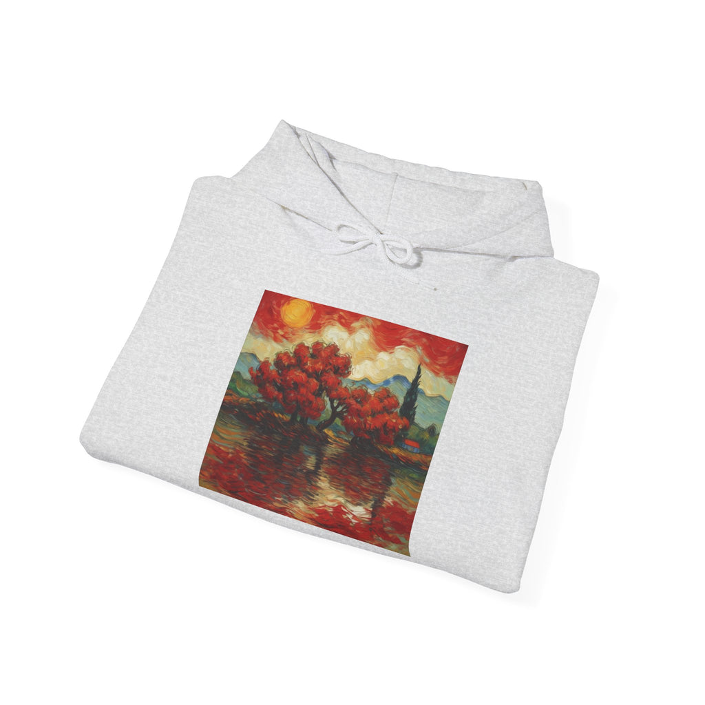 Artistic Landscape Hoodie - Cozy Heavy Blend Sweatshirt with Vibrant Nature Design